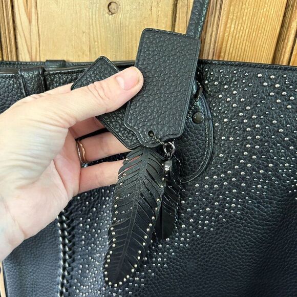 Coach‎ Tatum Studded Tall Tote in Pebbled Leather Black Oversized Metal Chain - Picture 7 of 16